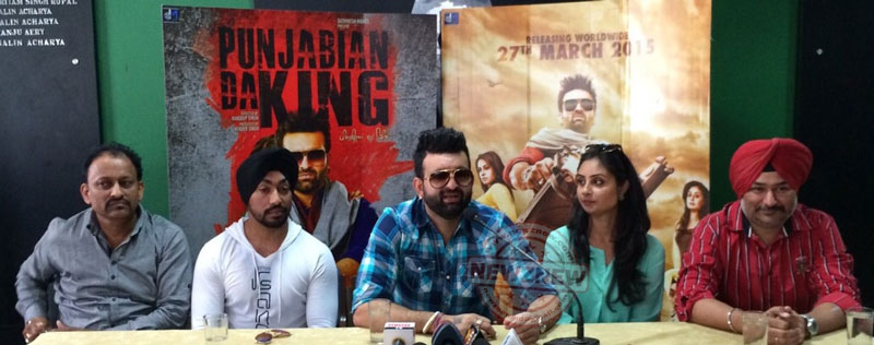 (L-R)-Surinder-Singh,-Producer,-Actor-Jarnail-Singh,-Navraj-Hans,-Bhanushree-Mehra-and-Director-Manduip-Singh-during-the-launch-of-Punjabian-Da-King-movie-launch-press-conference