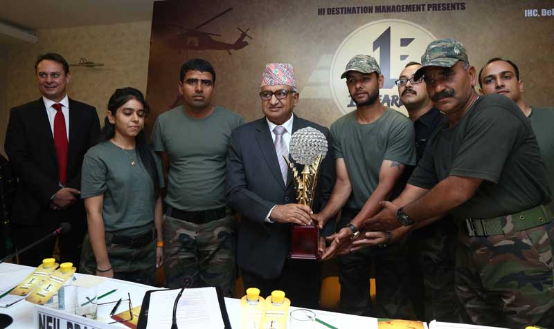 Nepal-Ambassador-His-Excellency-Deep-Kumar-Upadhyay-presenting-the-trophy-to-1st-Fearless-team