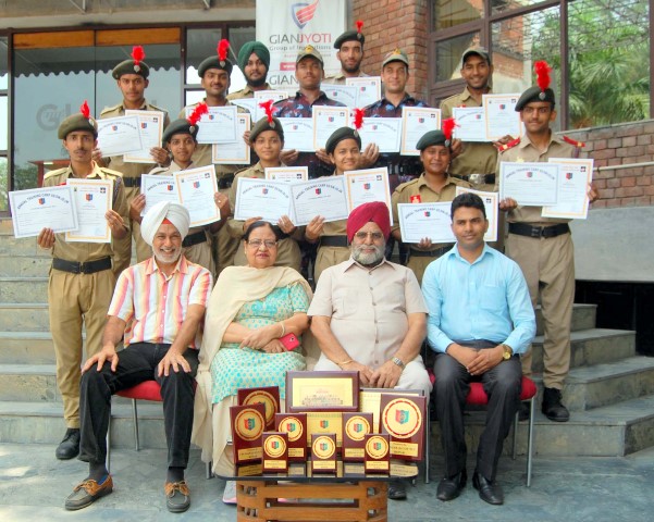 Gian Jyoti Chairman J S Bedi with NCC Cadets  who won more than 10 trophies during the 10 days NCC camp held at Mohali copy (Small)