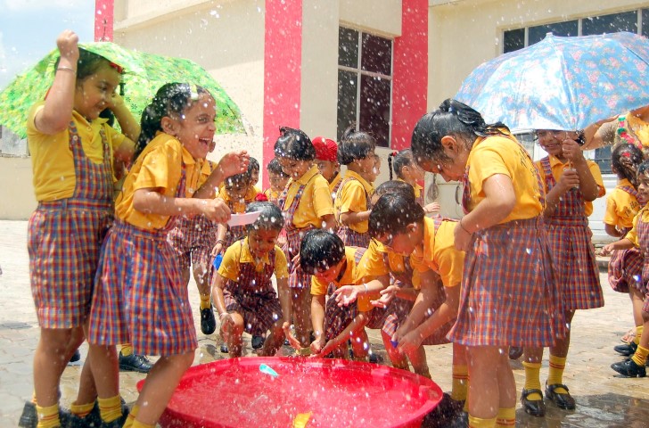 Students of The Holy Wonder Smart School enjoyed unprecedented rain at its campus (Small)