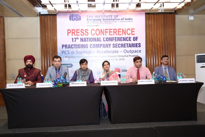Photo Caption -Ms Mamta Binani (Centre), President-Institute of Company Secretaries Of India, at the press conference to announce 17th National Conference of Practicing Company Secretaries (Small)