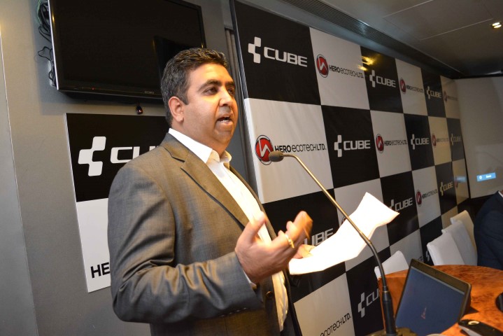Gaurav Munjal, Managing Director, Hero Ecotech Limited addressing media in Ludhiana during the launch of CUBE (Small)
