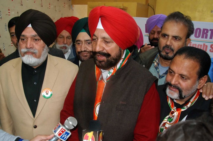Col Ranjit Singh  Boparai, (retired)  , left,  and Balbir Singh Sidhu, former MLA and congress candidate from Mohali, at the inaguration of congress   election office at Phase V11 Market in Mohali on Tuesday.