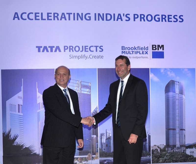Mr.-Vinayak-Deshpande,-Managing-Director,-Tata-Projects-Limited-and-Mr.-John-Flecker,-CEO,-Brookfield-Multiplex-International-unveiling-their-partnership-at-a-press-conference-in-Mumbai